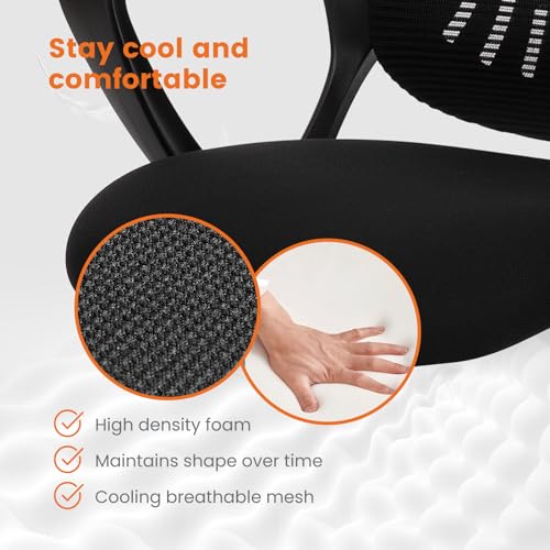 Sweetcrispy Ergonomic Mid-Back Mesh Home Office Desk Chair with Wheels, Lumbar Support, and Comfortable Armrests for Home,...