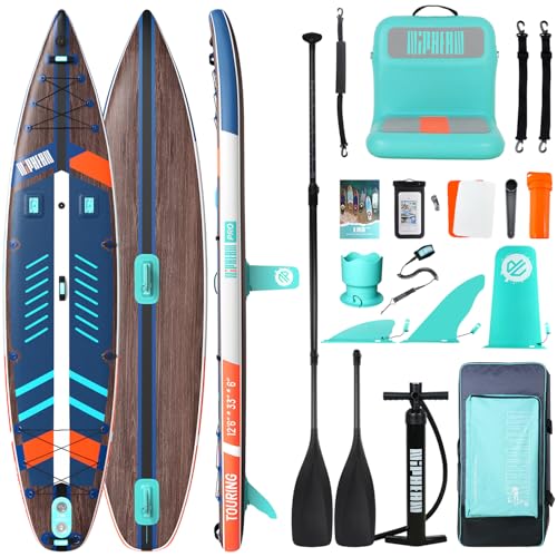 Niphean PRO (Extra Large) Paddle Board, 12'6" Stand Up Inflatable Paddle Board with Seat, Pressure Gauge, Multifunctional ...