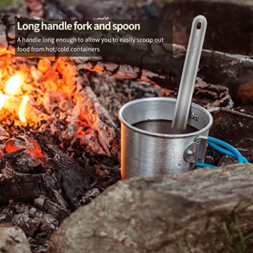 TiTo Titanium Long Handle Spork and Spoon Eco-Friendly Ultralight Portabale Flatware for Outdoor Camping Backpacking Hikin...