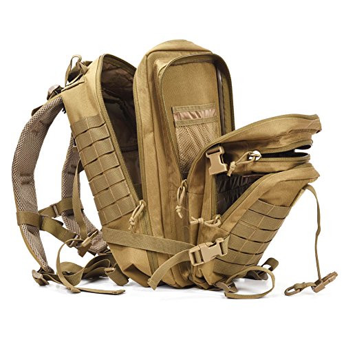 REEBOW GEAR Tactical Backpack for Men Army Molle Military Style Assault Pack Bug Bag Backpacks Daypack (34L Tan)