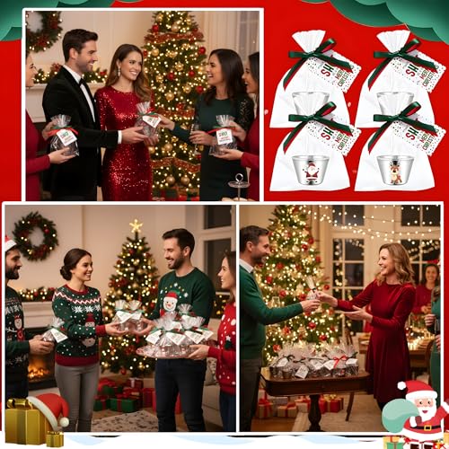 Widecook 24 Set Christmas Party Favors for Adults 2 oz Christmas Shot Glasses Whiskey Drinking Shot Cups Xmas Stocking Stu...