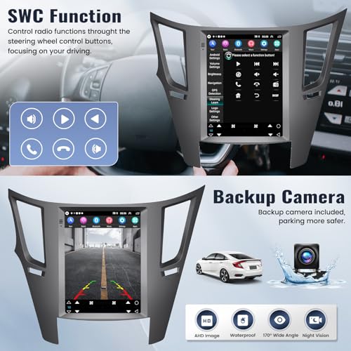 SIXWIN 2G+64G Android Car Stereo for Subaru Outback Legacy 2010-2014 9.7 Inch Touch Screen Car Radio with Wireless Apple C...