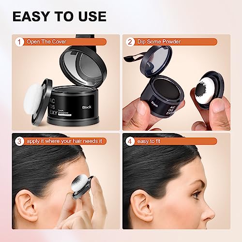 Root Cover Up Hair and Beard Line Powder - Dark Brown for Women's Eyebrows, Men's Gray Hair Coverage, Bald Spots (Dark Brown)