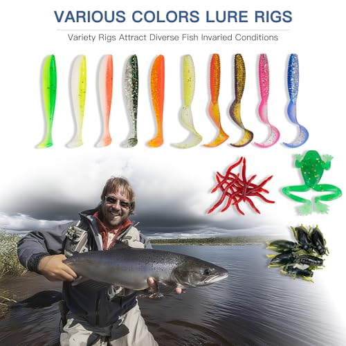 WITOROR Fishing Lures, Tackle Box with Tackle Included, Crankbaits, Spoon, Hooks, Weights & Other Accessories, Fishing Bai...