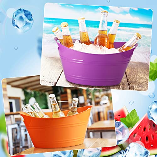 Patelai 6 Pcs Ice Buckets Bulk, Plastic Ice Buckets with Handles, Oval Storage Tub, Large Capacity Drink Tub for Party Bar...
