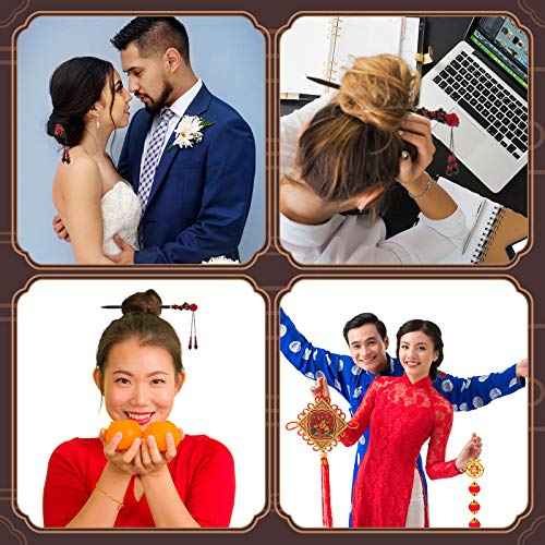 WILLBOND 2 Pieces Chinese Wooden Hair Sticks Retro Wooden Hairpins Japanese Classic Hair Chopsticks Handmade Flower Accessories for Women(Classic Style)