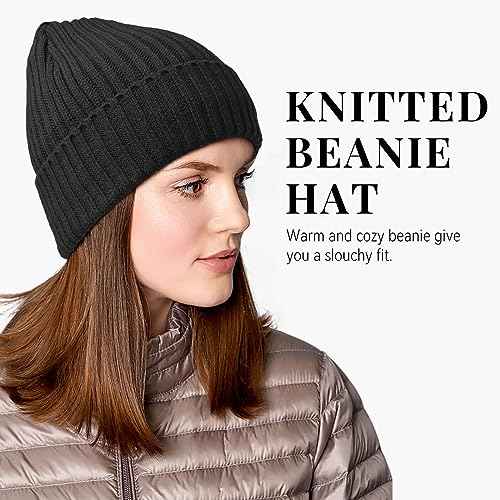 OZERO Knit Beanie Winter Hat, Thermal Thick Polar Fleece Snow Skull Cap for Men and Women
