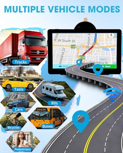 GPS Navigator for Car Truck RV, Truck GPS with 7'' Touchscreen, Free Lifetime Updates, Car Navigation System with Turn-by-...