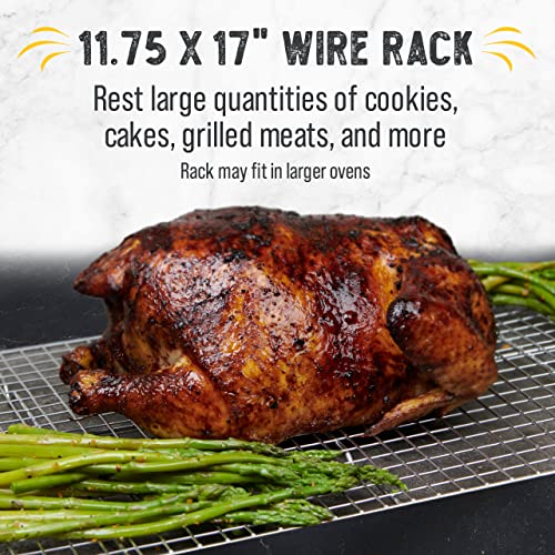 Checkered Chef Cooling Rack for Cooking and Baking - 11 ¾" x 17 Set of 2 Stainless Steel, Oven Safe Grid Wire Cookie Cooli...