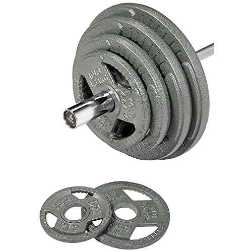 Fitvids Cast Iron Plate Weight Plate for Strength Training and Weightlifting, Olympic or Standard, Multiple Sizes