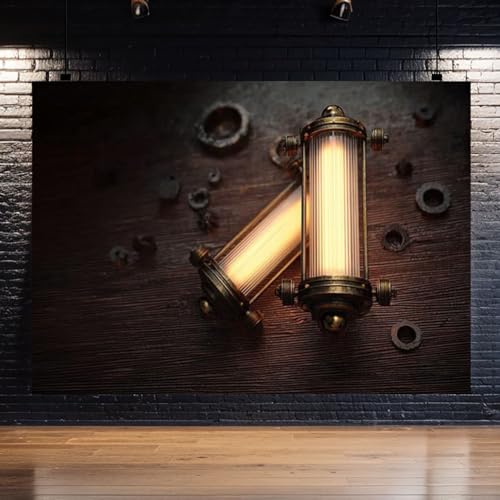 Photography Backdrop Photography Background Glowing Lamps Wooden Table for Photoshoot Portrait Photo Studio Video Prop Bir...