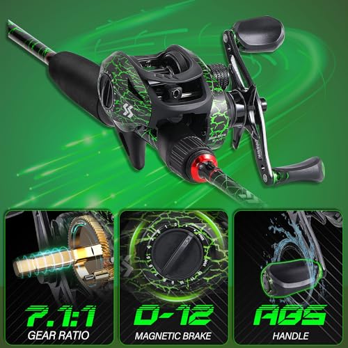 Sougayilang Fishing Rod Combo, Baitcasting&Spinning Reel with IM6 Graphite Blank Rods