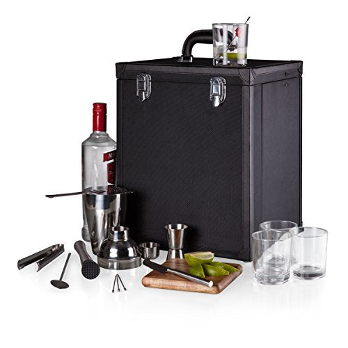 Picnic TIME Hamilton Bartender Kit, Portable Bar Case with Cocktail Shaker Set, Professional Mixology Bartender Kit Stand,...