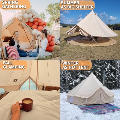 DANCHEL OUTDOOR B5PRO 4 Season Canvas Tent with Stove Jack Camping, Waterproof Bell Tent with AC Port Yurt All Year Livin...