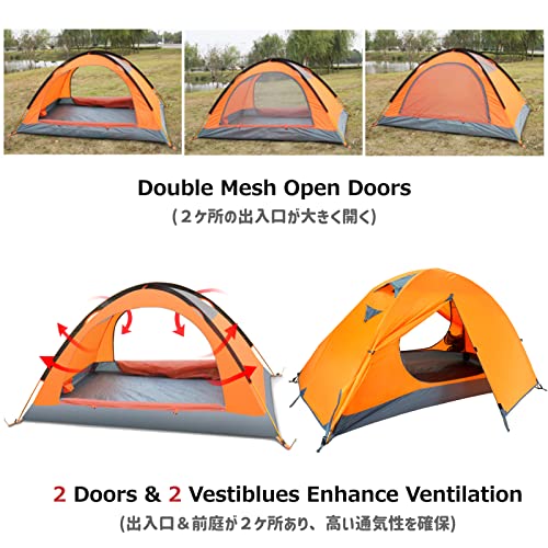 Azarxis 1 2 3 Person 3 Season Tent for Camping Backpacking Hiking Easy Set Up Waterproof Lightweight Professional Double L...