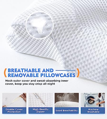 Osteo Cervical Pillow for Neck Pain Relief, Hollow Design Odorless Memory Foam Pillows with Cooling Case, Adjustable Ortho...