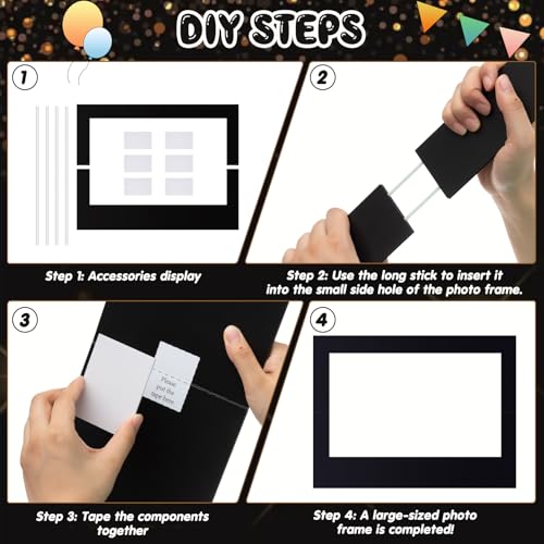Beeveer 32 x 24 Inch Photo Booth Selfie Frame Prop Booth for Birthday Event Parties Large Blank DIY Cutout Props for Funny...