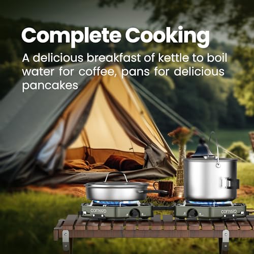 Cofiyard Propane 2-Burner Camping Stove with Carrying Bag and Gas Stove Pressure Regulator, Camping Essentials Folding Cam...