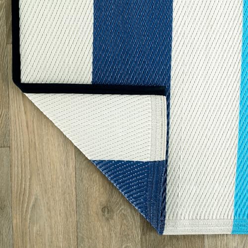 Rugshop Contemporary Stripe Reversible Crease-Free Waterproof Premium Recycled Plastic Outdoor Rugs for Patio,Backyard,RV,...