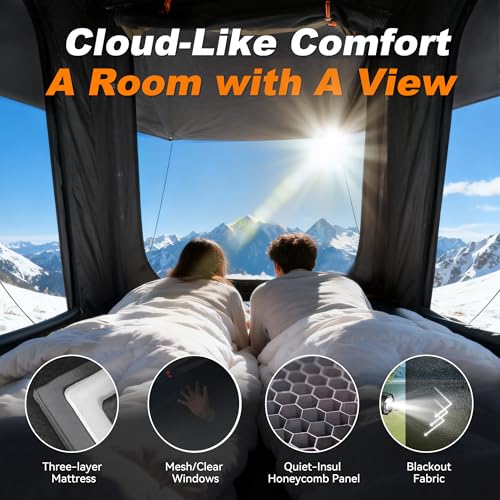 Naturnest Rooftop Tent Hard Shell, Easy Set Up Pop Up Tent for 2 Person Camping, Waterproof UV-Resistant Blackout Privacy ...