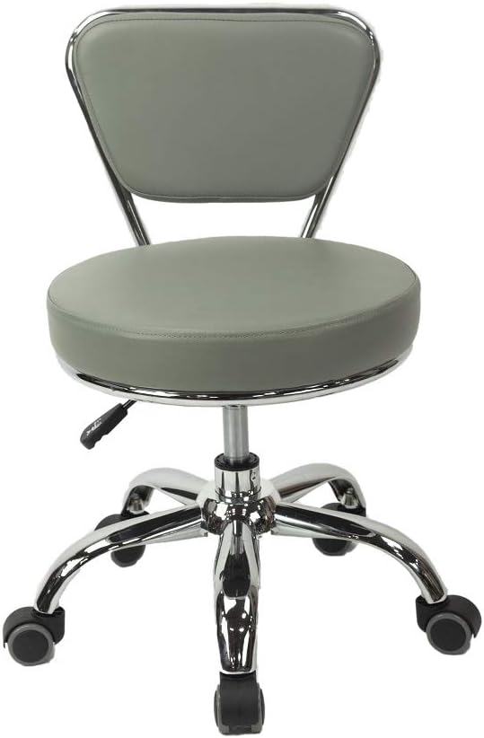 MAYAKOBA Dayton Rolling Stool with Backrest – Storm Gray Pneumatic Seat, Adjustable Height 13"-15", Ergonomic Design for Home Office, Garage, Gardening, Lab, School, Mechanic Tasks