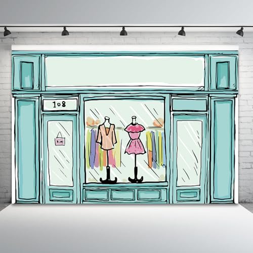 ASDCXZ 10x8ft Shop Backdrop Boutique Clothing Store Photography Background Shopping Mall Merchandise Window Showroom Dress...