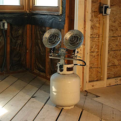 Remington 32,000 BTU LP Propane Double Head Tank Top Heater | Great for Parties, Garages, Barns and Workshops (REM-32-TTC-O)