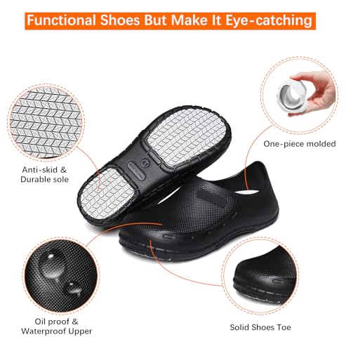 JSWEI Chef Shoes for Men - Professional Oil Water Resistant Nursing Chef Shoe，Non-Slip Safety Working Shoes for Kitchen Ga...