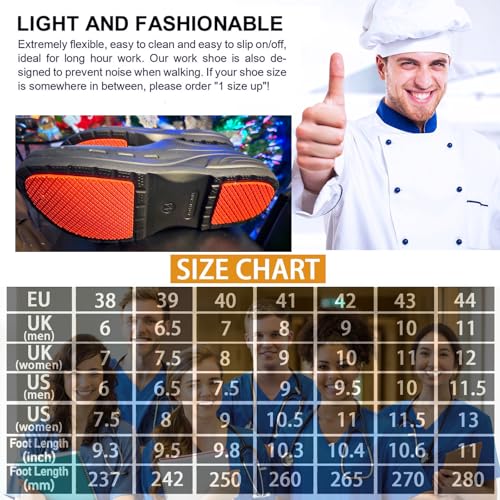 VAVSYL Slip Resistant Work Shoes for Women,Lightweight Waterproof Chef Shoes Men,Non Slip Work Shoes for Nurse/Kitchens/Re...