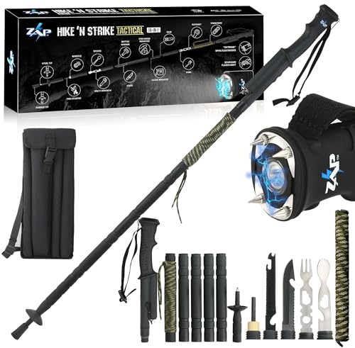 ZAP Hike 'n Strike 18-in-1 Tactical Walking Stick with Detachable Stun Device Flashlight & Integrated Survival Kit | Feel ...