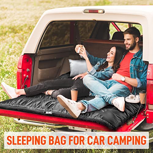 MEREZA Double Sleeping Bag for Adults Mens with Pillow, XL Queen Size Two Person Sleeping Bag for All Season Camping Hikin...