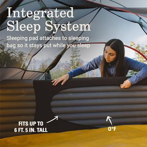 Coleman PEAK1 0 Degrees Fahrenheit 1 Person Nylon Mummy Sleeping Bag with Integrated Sleeping Sysem and Water Repellent Sh...