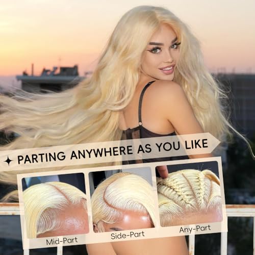 26 Inch Blonde Lace Front Wigs Human Hair Pre Plucked 613 Lace Front Wig Human Hair 200% Density Straight Blonde Wig with Baby Hair for Women