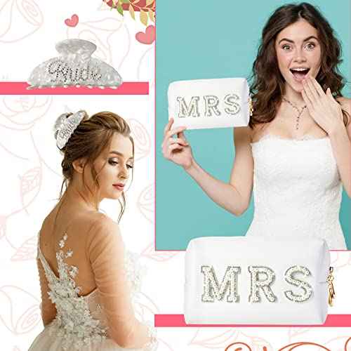 Bride To Be Gift Set - Makeup Bag, Slippers, Robe, Hair Clip - Wedding Gifts