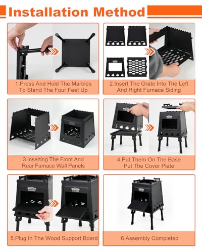 GVUHR Portable Wood Burning Stove - Lightweight Cast Iron Camp Stove for Backpacking，A Small Size 8.9in * 8.9in * 8.7in Ba...