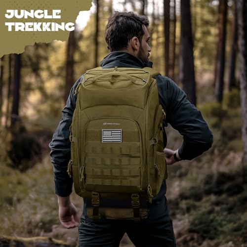 Maelstrom Tactical Backpack for Men, Water Resistant 40L Military Backpack, for Hiking, Camping, Gym with Molle System (Kh...