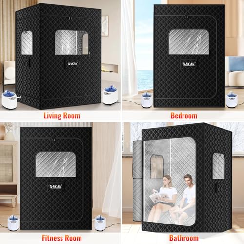 X-Vcak 2 Person Sauna, Extra Large Sauna Box, Portable Steam Sauna Tent with 2 Steamers, 2 Folding Chair, 71”x 49”x 36”, B...