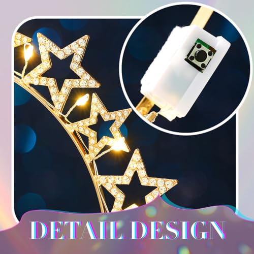 JAKAWIN Light Up Star Headband Rhinestone Costume Hair Accessories for Women