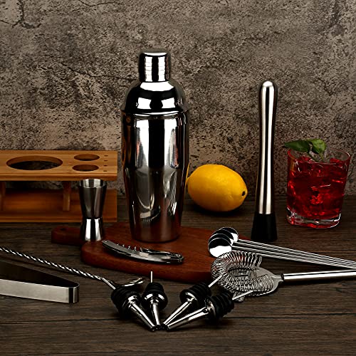 25 oz Cocktail Shaker Set 16 Pcs Mixology Bartender Kit with Stand - Professional Stainless Steel Bartending Kit - Perfect...