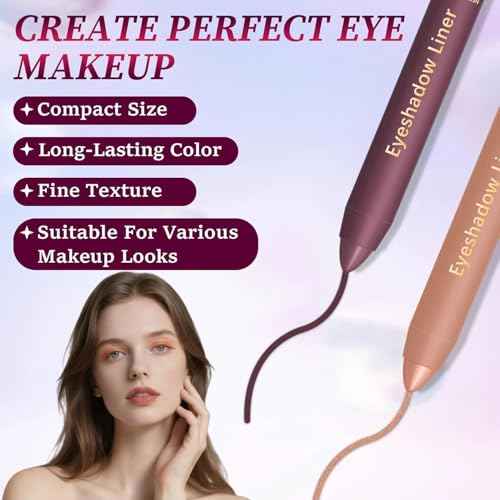 Shadow Liner 2-in-1 Eyeliner Eyeshadow, Inelaborate Eye Shadow, Shadow Liner Duo Plum, 2-in-1 Eye Makeup Eyeliner + Eyeshadow Waterproof, Smooth and Easy to Color(2PCS)