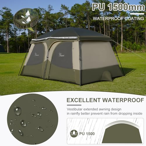 Vidalido Tents，3-4 Person Camping Tent with Extended Vestibule，Weather Resistant Family Tents with Breathable Mesh Window...