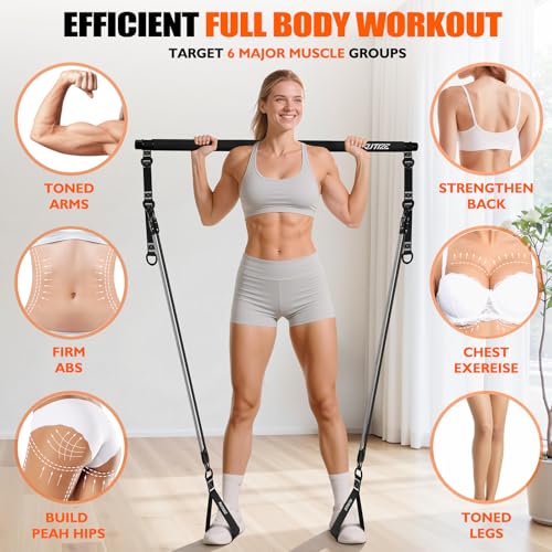 KUTIZE Pilates Bar Kit with Resistance Bands, Pilates Equipment, Multifunctional Pilates Bar for Women & Men, Pilates kit ...