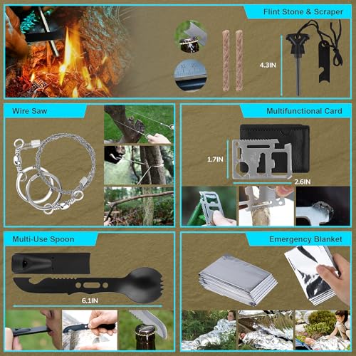 Survival Kit, Gifts for Christmas Men, Women, 251pcs Emergency Survival Gear and Supplies Equipment, First Aid Kit with Cr...