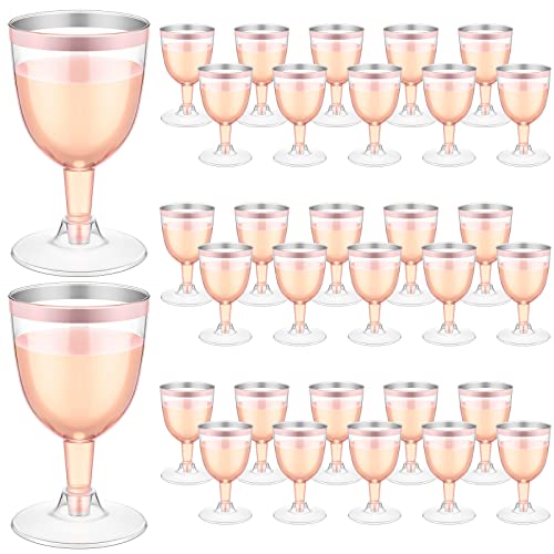 Thenshop 50 Pack 5 oz Plastic Champagne Flutes Clear Disposable Wine Glasses Cups with Stem Reusable Goblets Shatterproof ...