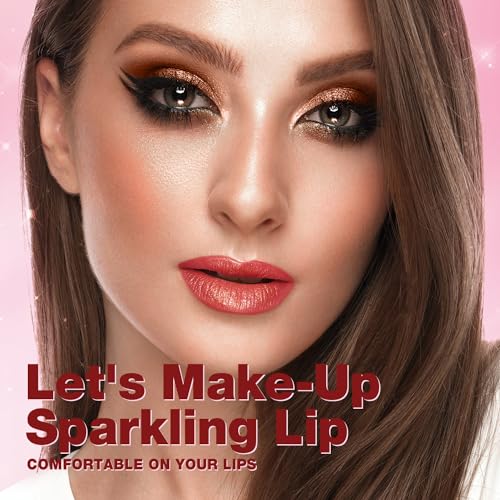 Jolilab Sparkling Lip Gloss, Long Lasting Waterproof Moisturizer Lip Balm Glitter Shimmer Metallic Lipstick, Diamond Shiny...