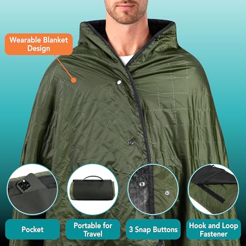 SUN CUBE Large Waterproof Camping Blanket, Fleece Quilted Stadium Blanket for Cold Weather, Windproof Foldable Outdoor Bla...