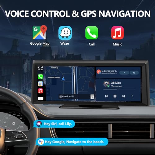 Apenet Wireless CarPlay Screen with 2K Dash Cam, 8.1" Portable Touchscreen Car Stereo with CarPlay & Android Auto, 1080P B...