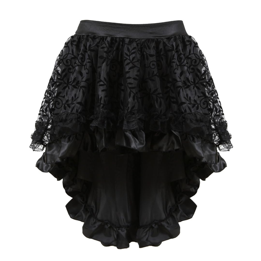 Kranchungel Steampunk Skirt Women Dress: Pirate Skirt Halloween Costume - Ren Faire Corset Dress for Party-goers Aged 25-35 XX-Small 7056 Black