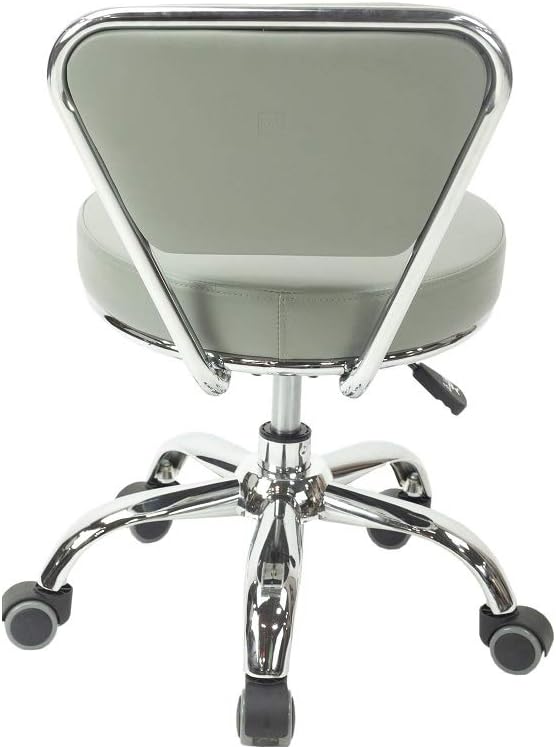 MAYAKOBA Dayton Rolling Stool with Backrest – Storm Gray Pneumatic Seat, Adjustable Height 13"-15", Ergonomic Design for Home Office, Garage, Gardening, Lab, School, Mechanic Tasks