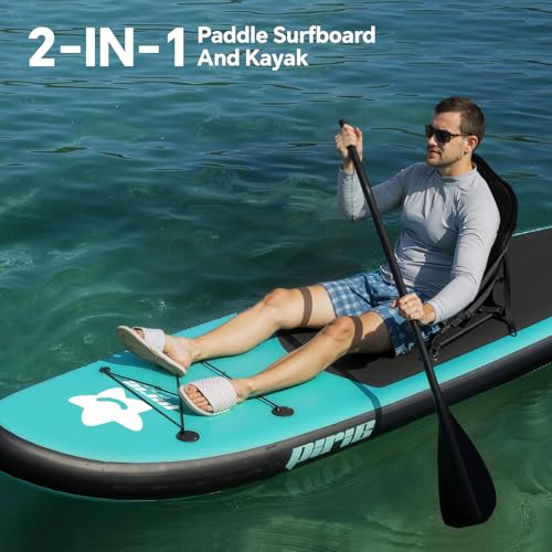(Extra Large) Inflatable Paddle Board, SUP for 2+1 People/Family, Stand Up Paddle Board with (Beginner Friendly) StabilTra...